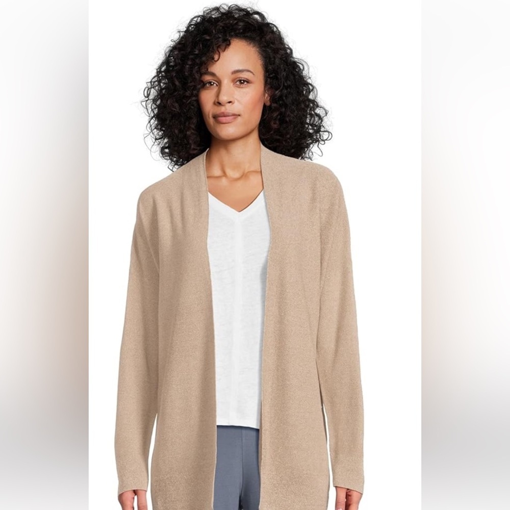 Eileen Fisher Open Front Silk Blend Cardigan